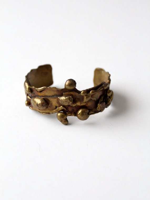 vintage 60s brutalist brass cuff bracelet