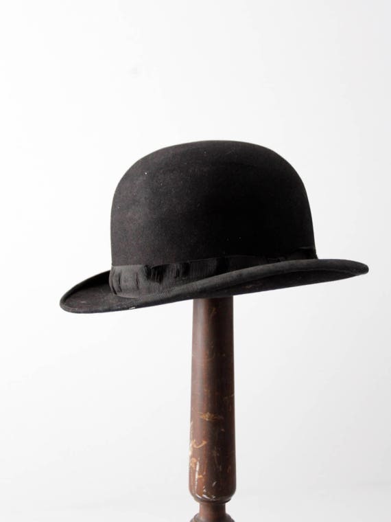 antique bowler hat, Keith black hat
