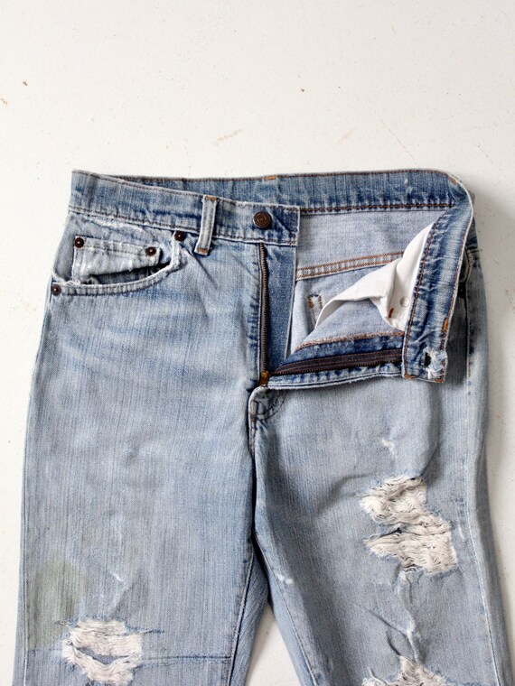 vintage Levis 517 jeans, distressed boot cut deni… - image 5