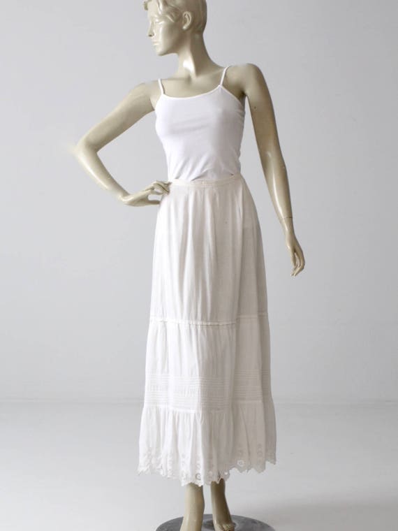 Victorian skirt, antique petticoat, white maxi le… - image 2