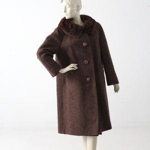 vintage 60s brown wool winter swing coat by Betty Rose
