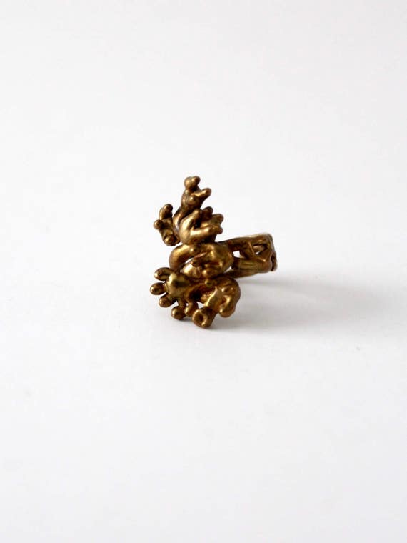 brutalist bronze ring, 1970s vintage bronze moder… - image 1