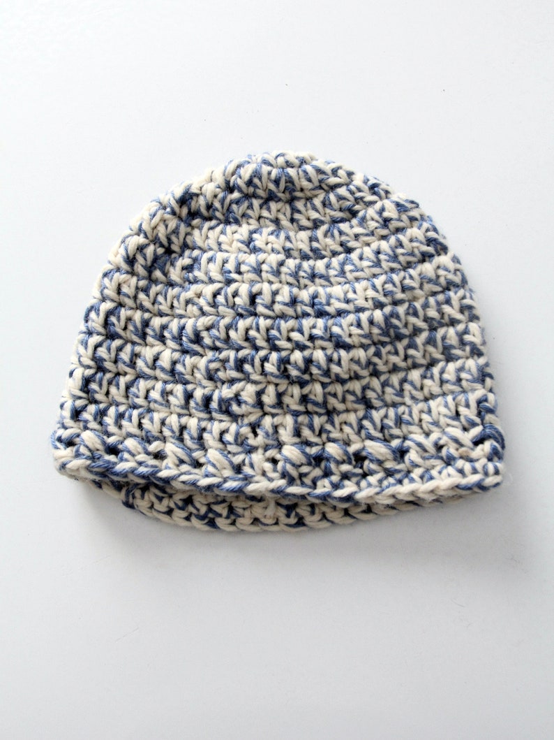 vintage hand knit beanie hat image 5