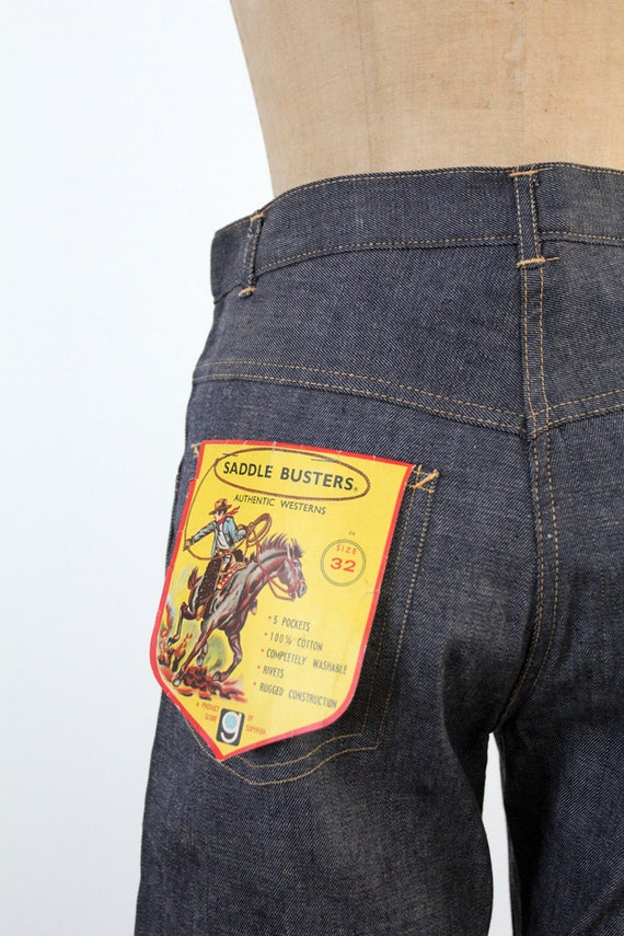 1960s high waist denim shorts, Saddle Busters jean