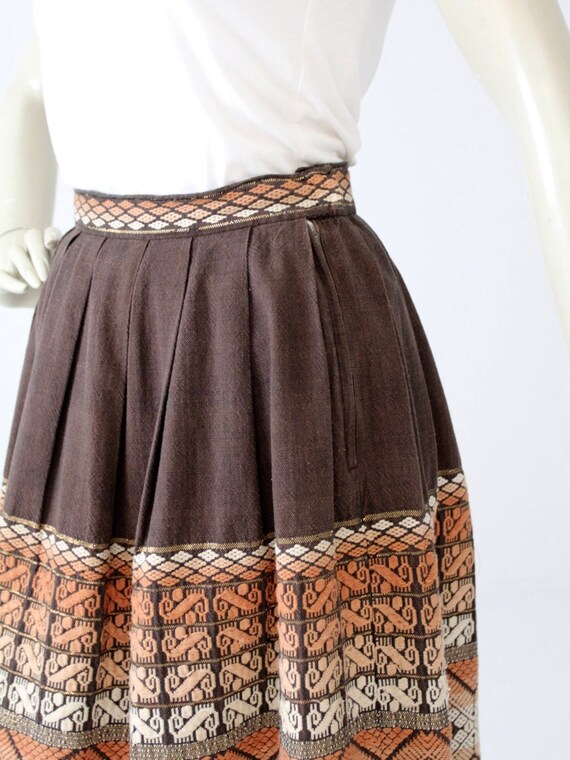 vintage embroidered skirt, brown boho southwest s… - image 5