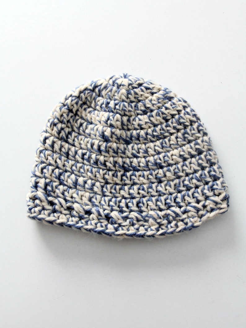 vintage hand knit beanie hat image 2