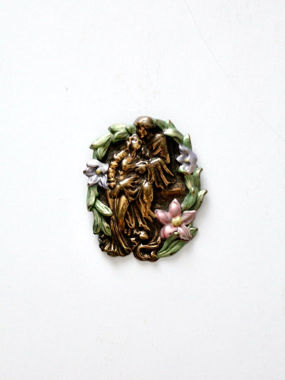 vintage art nouveau floral brooch - image 1