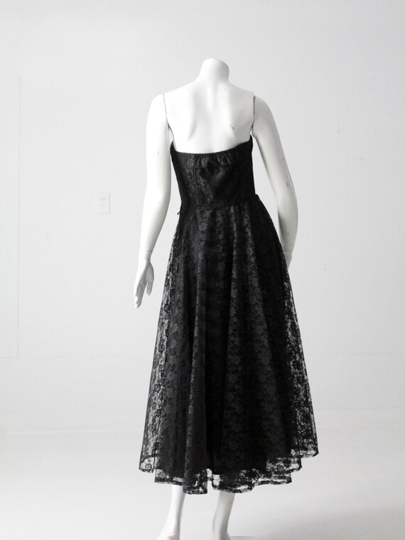 vintage 90s black lace strapless dress - image 5