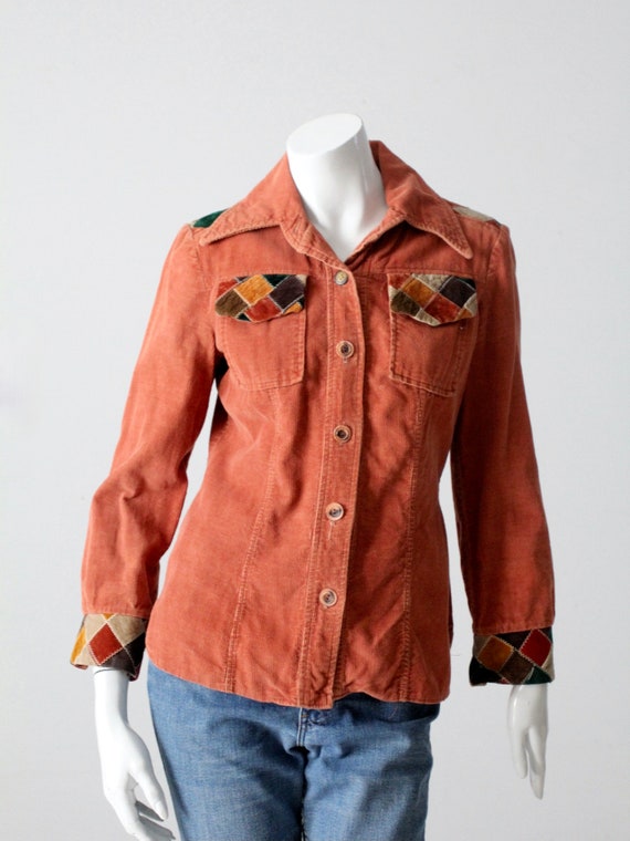 vintage 70s patchwork corduroy shirt - image 4