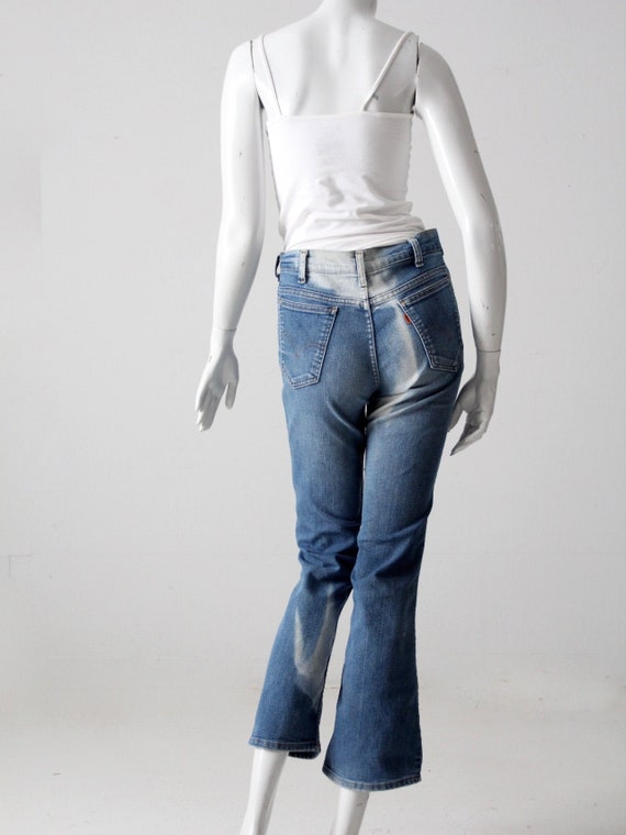 vintage 70s Levis 517 jeans, bleached boot cut de… - image 1