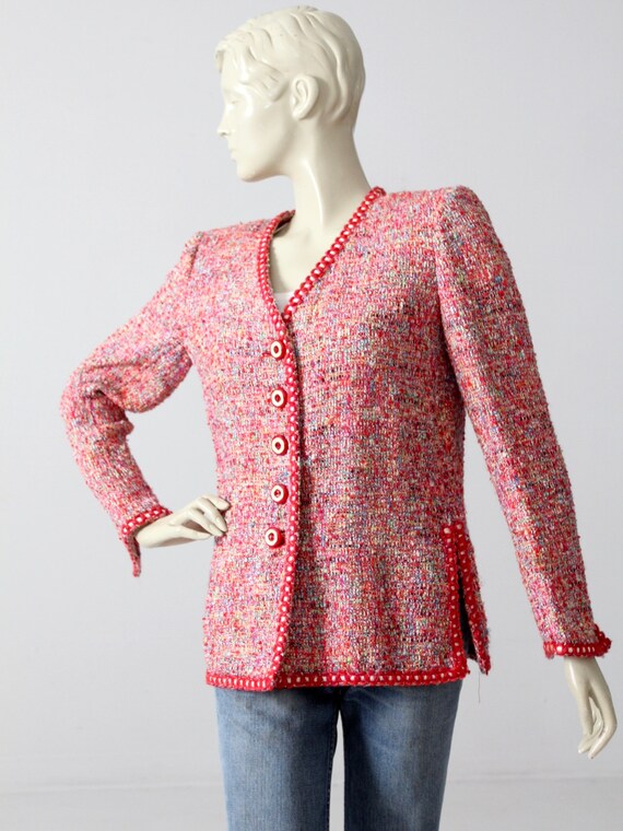 vintage Emanuel Ungaro jacket, red tweed blazer - image 7