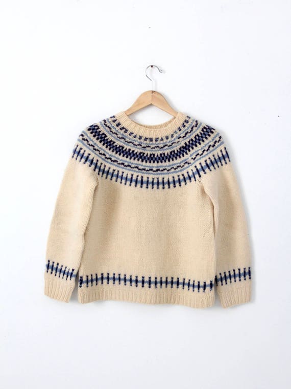 vintage ski sweater, nordic fair isle pullover swe