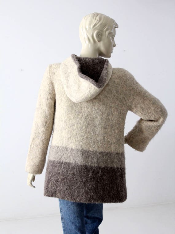 vintage sweater coat, hooded knit jacket - image 3