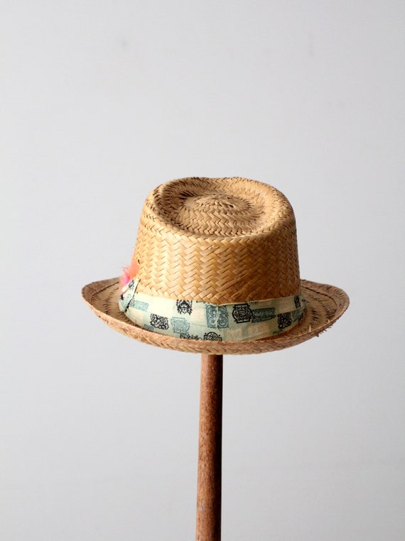 vintage straw fedora hat - image 5