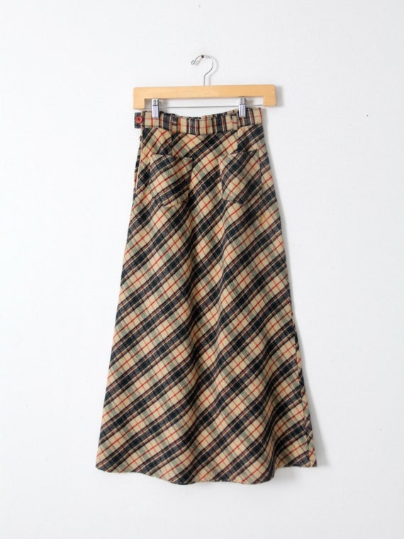 vintage plaid fitted a-line long skirt xs - image 2
