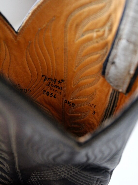 vintage Tony Lama cowboy boots, black label two t… - image 6