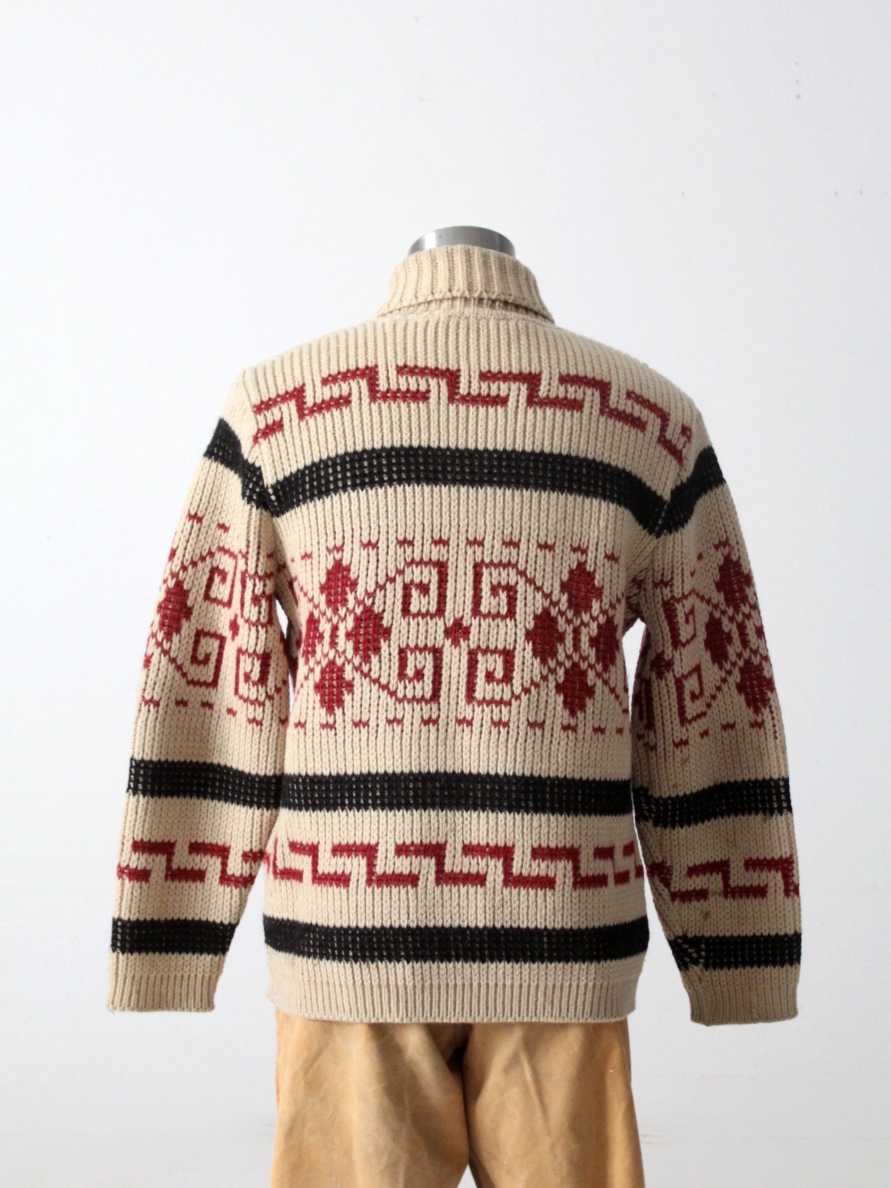 1970s Pendleton Zip up Sweater, Vintage Cowichan Style Knit Jacket