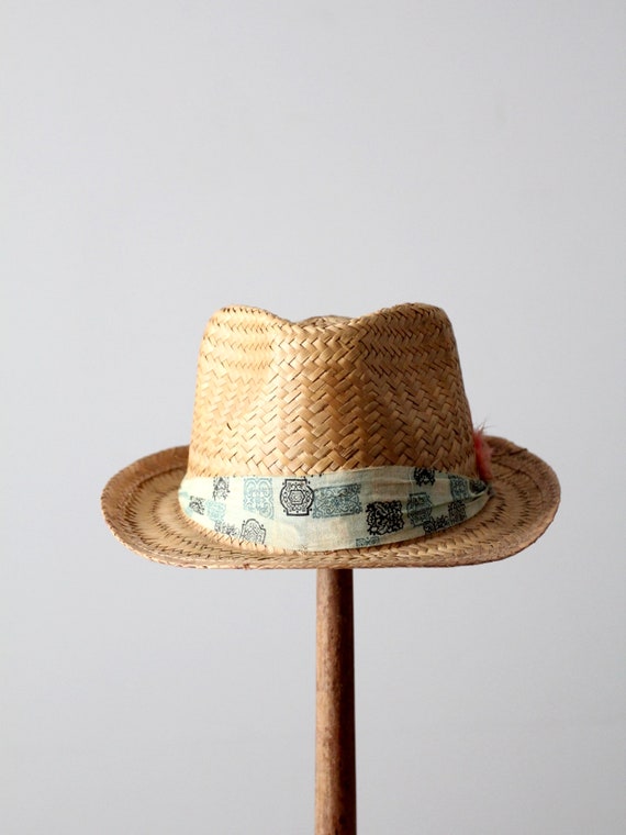 vintage straw fedora hat - image 2
