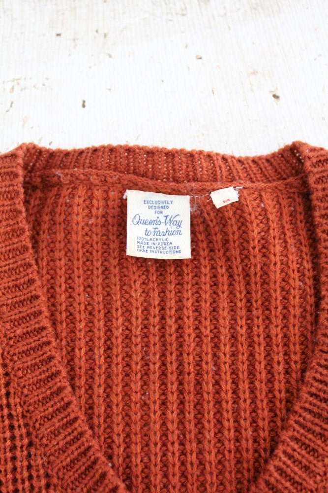 1970s v-neck sweater vintage ribbed knit pullover | Etsy