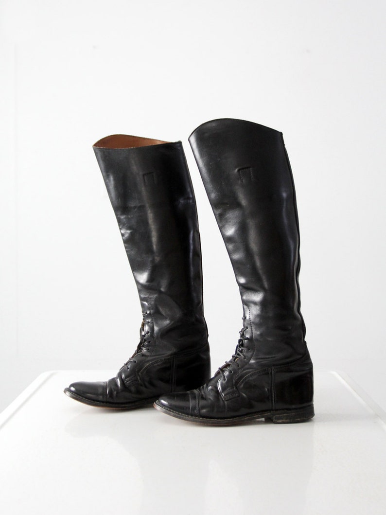 Vintage Equestrian Boots, Black Leather Riding Boots Size 6.5 Etsy