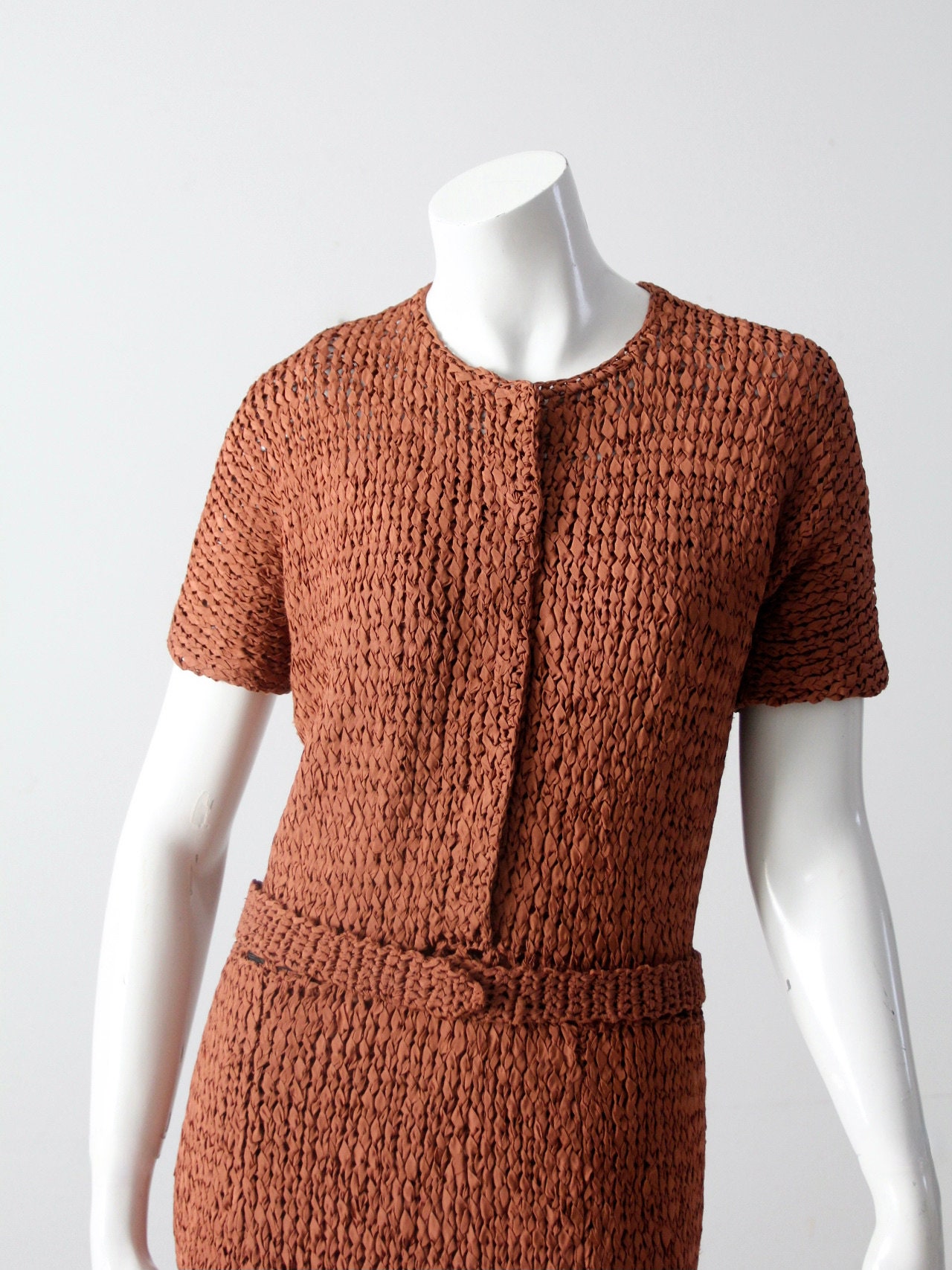 Vintage 1940s Knit Ribbon Dress - Etsy