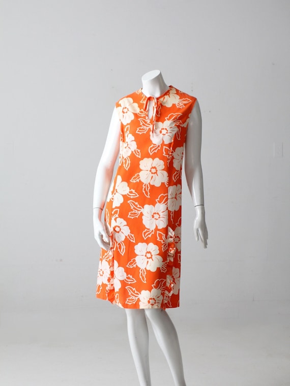 vintage 60s orange floral dress