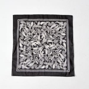 vintage black bandana, cowboy paisley scarf