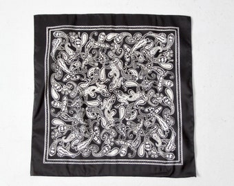 vintage black bandana, cowboy paisley scarf