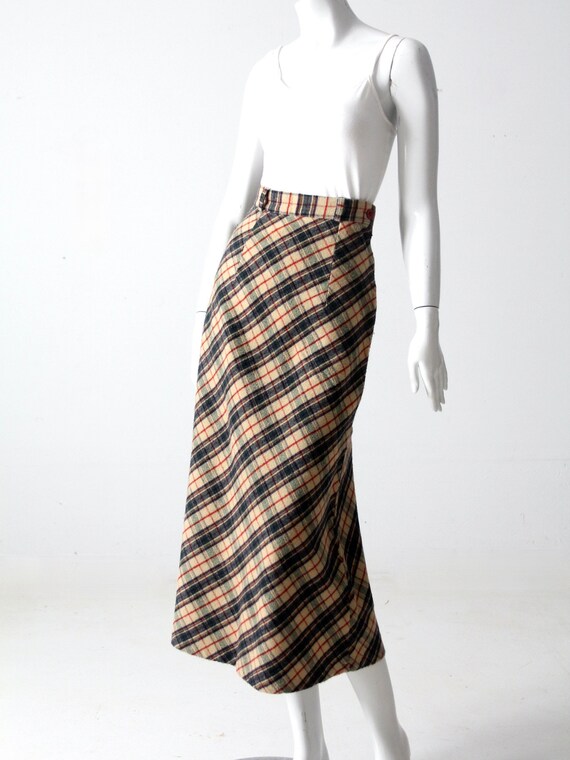 vintage plaid fitted a-line long skirt xs - image 8