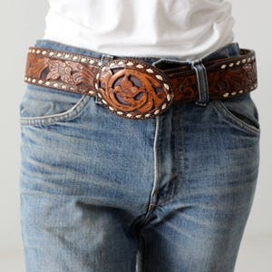vintage &quot;Frank&quot; western tooled leather belt,