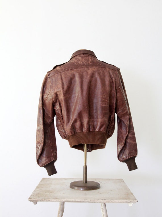 vintage 50s leather bomber jacket - image 2