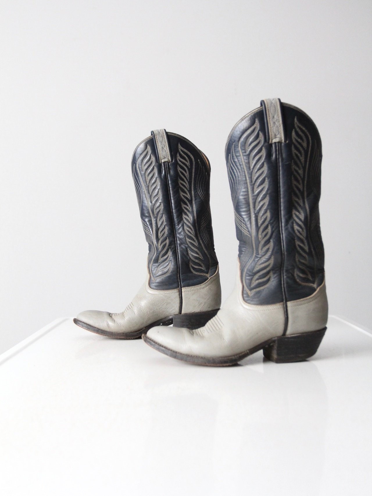 Vintage Hilsa Vaquero Cowboy Boots Gray Blue Men\'s 8 Horsepower Marine Blue Suede Boot (1883) – Frost Ranch Wear main image 4