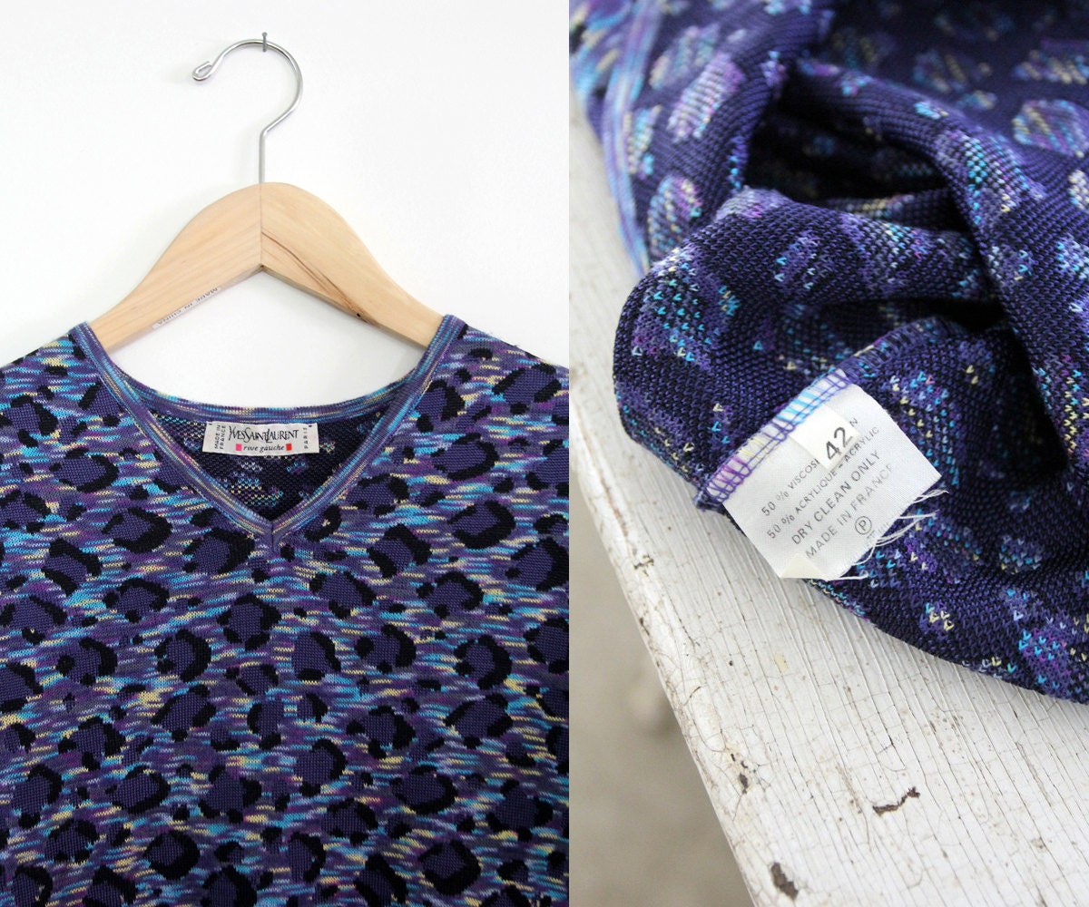 トップス 80s-90s Yves saint Laurent Linen Knit Yves Saint Laurent Men's YSL Vintage Tricots Knit Sweater