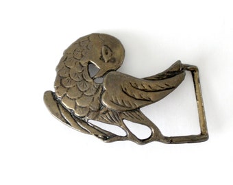 Vintage Enameled Abstract Crane Bird Brass Charmont Belt Buckle Enameled Crane Bird Brass Charmont Belt Buckle - Etsy main image 2