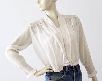 Bluzka edwardiańska, biały top z lat 1900., antyczna koszula Welworth