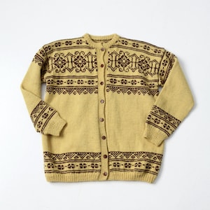 vintage hand knit Nordic wool cardigan