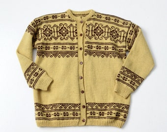 Vintage handgestrickte Strickjacke aus nordischer Wolle