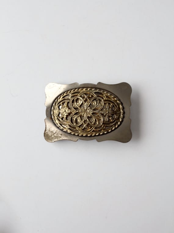 vintage belt buckle, large mixed metal buckle - Gem