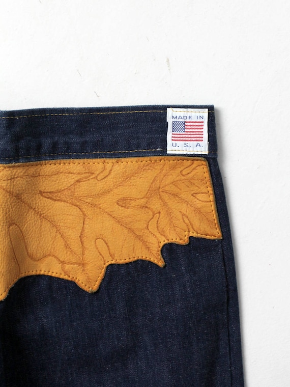 1970s Antonio Guiseppe Jeans, Denim and Leather Patchwork Flares