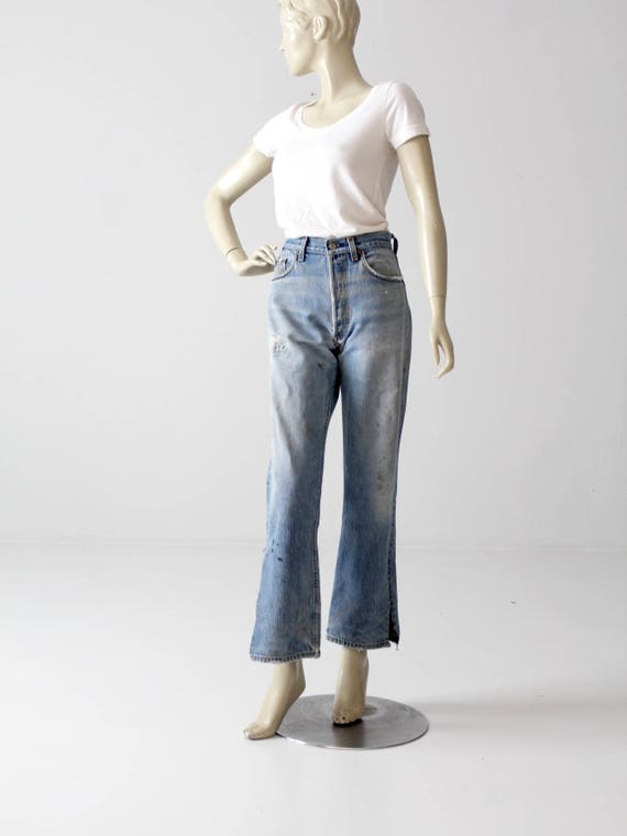 vintage Levi's 501 jeans, distressed jeans, slit … - image 1