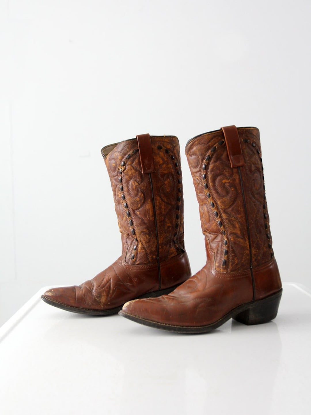 Men’s Vintage Lariat Leather Cowboy Boots #20815 size 8.5 Vintage Lariat Leather Cowboy Boots - Brown Leather - Men main image 2