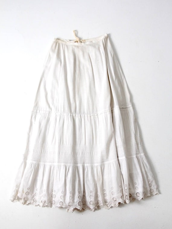 Victorian skirt, antique petticoat, white maxi len