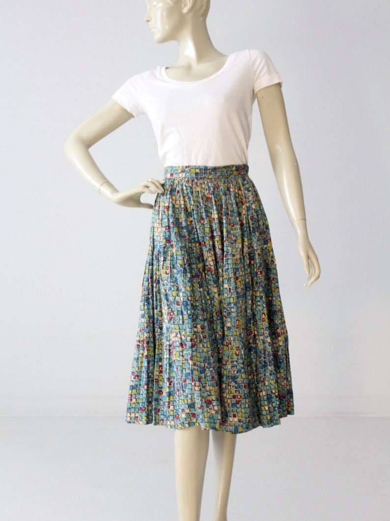 1950s Circle Skirt Vintage Full Skirt With Geometric Print - Etsy