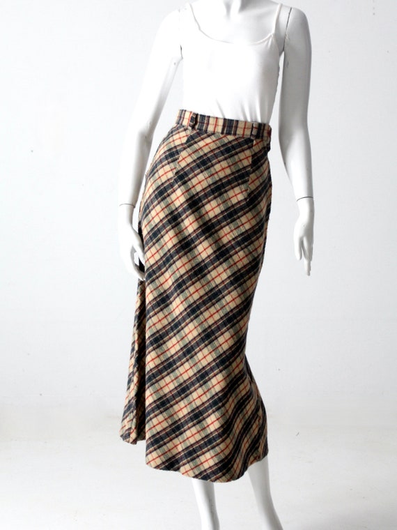 vintage plaid fitted a-line long skirt xs - image 5