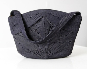 vintage Corde handbag, 1940s navy purse