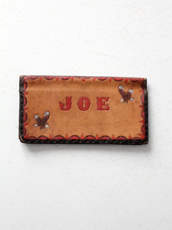 vintage 70s bison tooled leather wallet - image 5