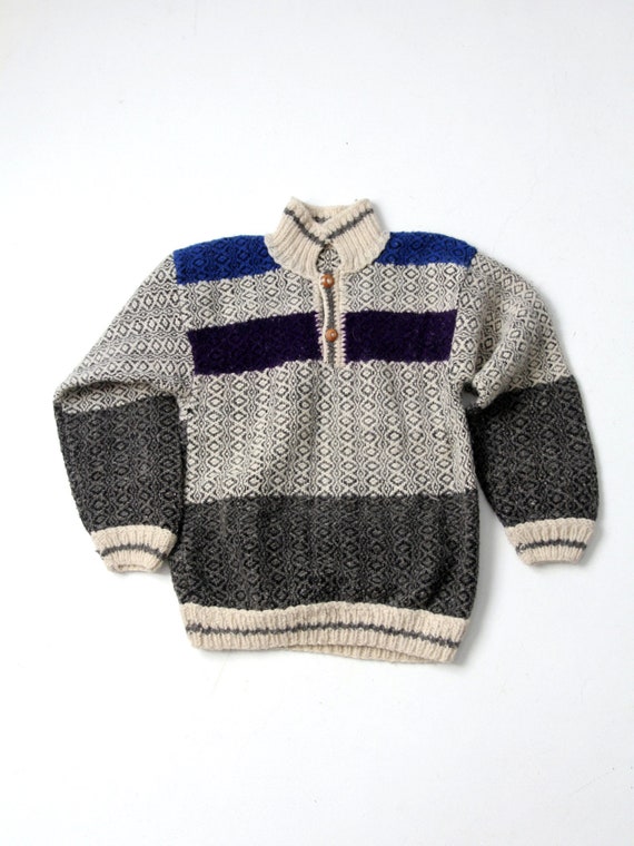 vintage hand-knit Norwegian style sweater