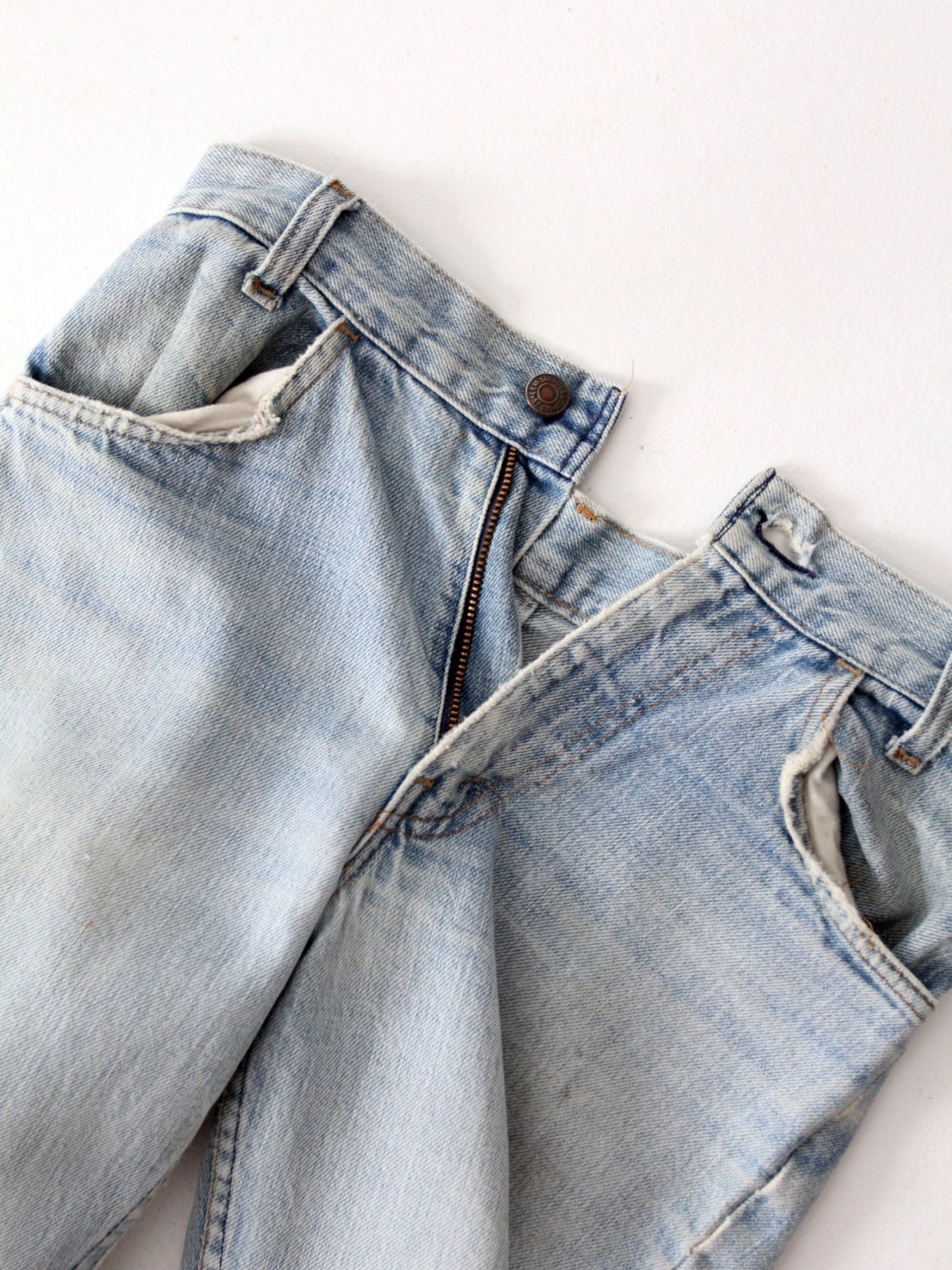 vintage Levis crop flare jeans, 1970s high waist denim 28 x 28, foto 4 di 5