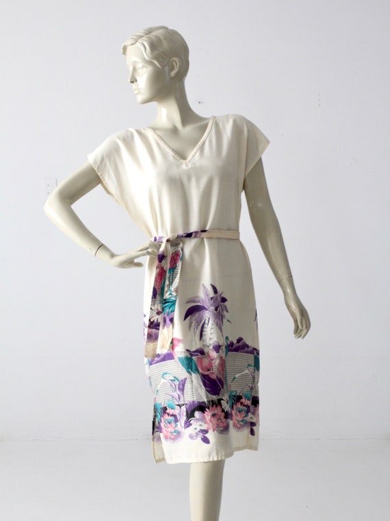 1980s beach tunic dress, vintage tropical sundress