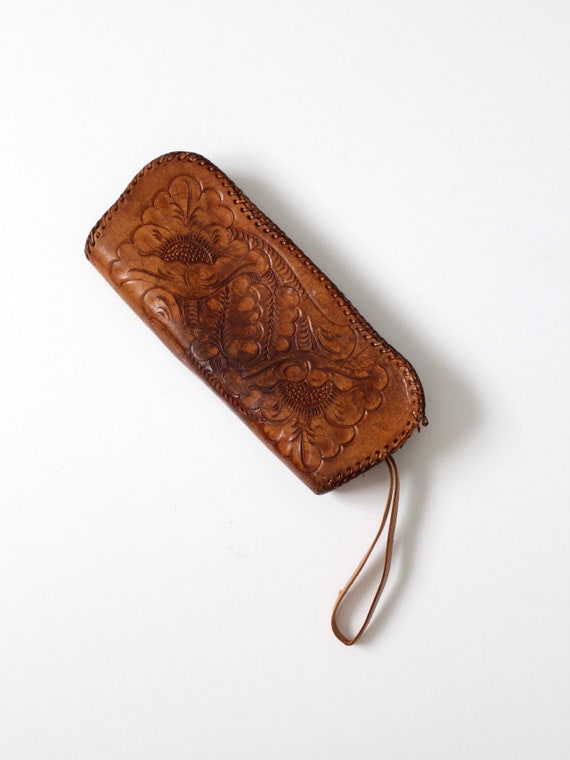 tooled leather wristlet, vintage 60s hand-tooled … - image 7